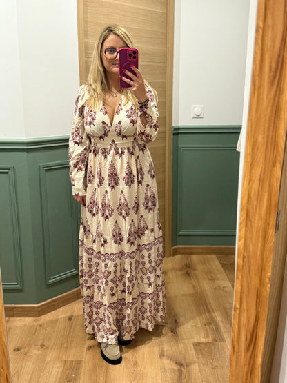 Robe longue bohème chic imprimée