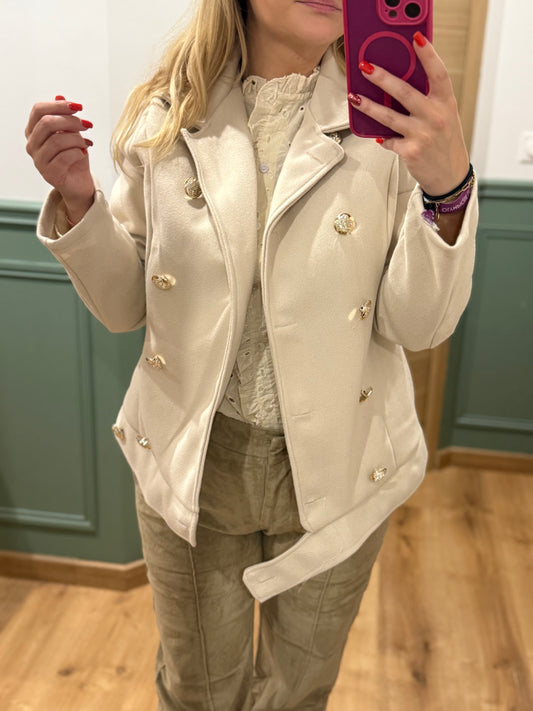 Veste officier chic à double boutonnage